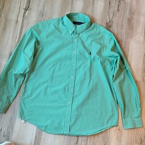 Ralph Lauren Green Checkered Button Down Shirt